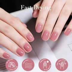 AZUREBEAUTY bottle close-up of peach pink polish, highlights smooth application