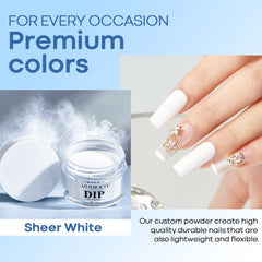 AZUREBEAUTY hands showing crisp French tip created with the white powder