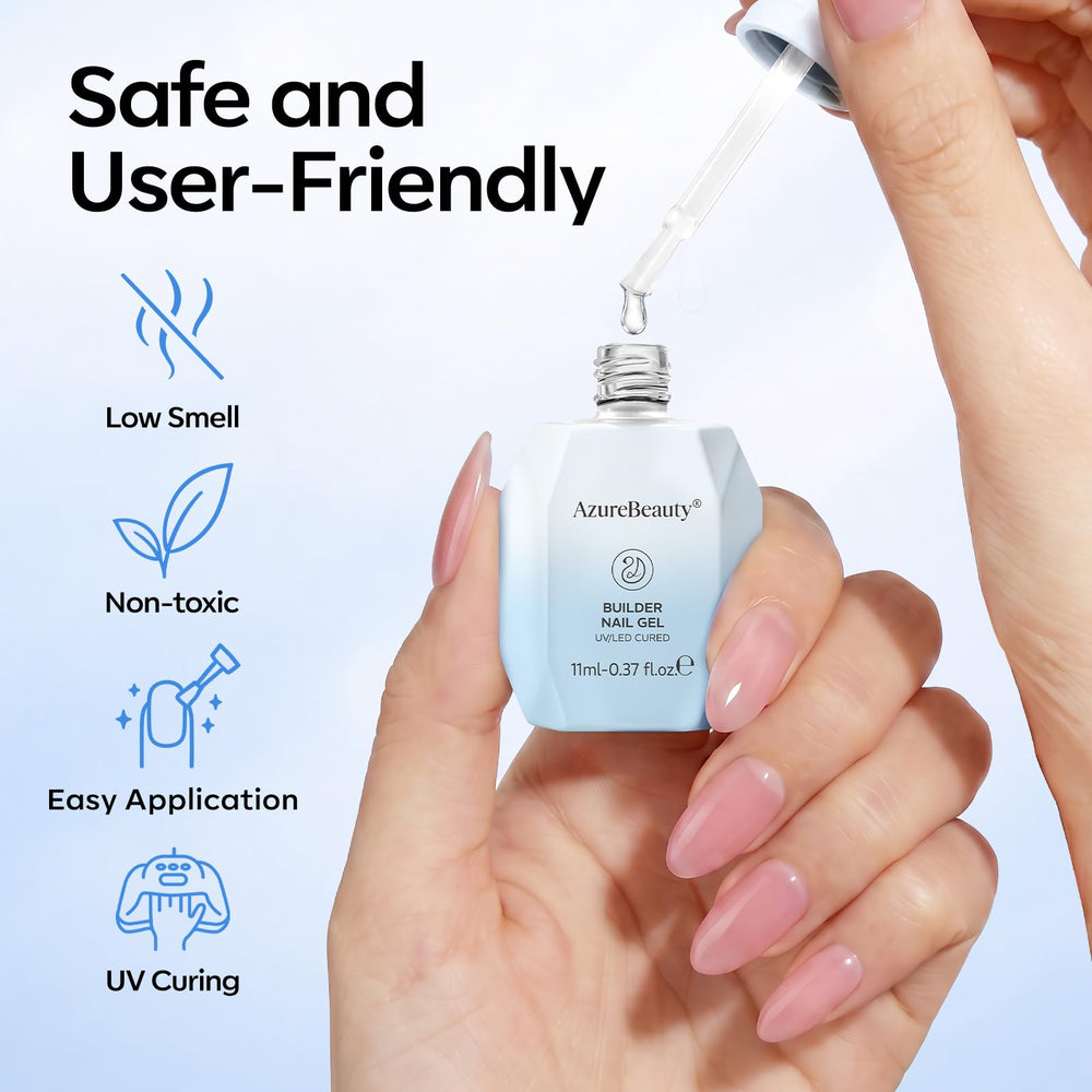 AZUREBEAUTY builder gel creating a clean apex on a nail for stronger structure