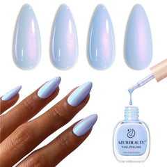 AZUREBEAUTY bottle front showing celestial blue vibrant color and glossy finish
