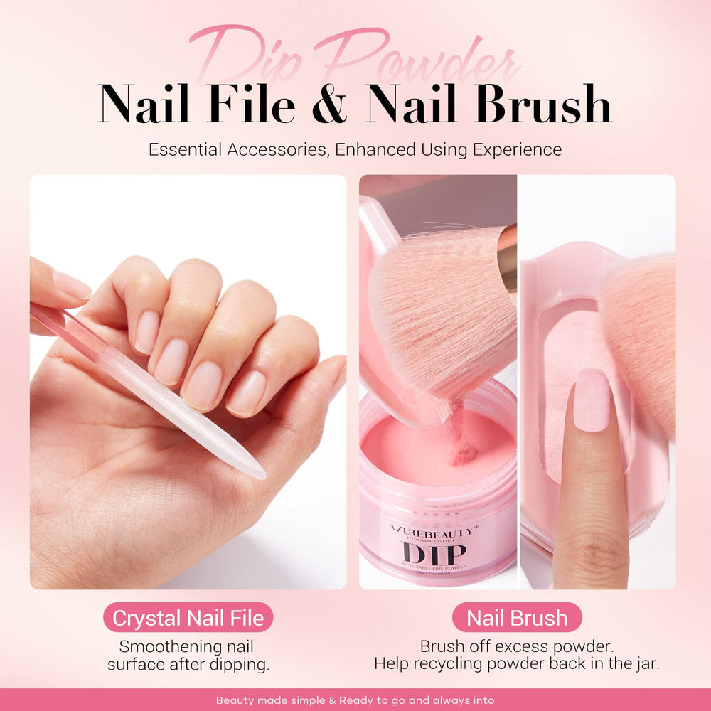 AZUREBEAUTY demonstration of dipping a nail into tray to contain powder and save product
