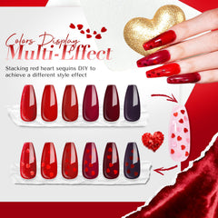 AZUREBEAUTY finished French tip nails with heart sequins showcasing romantic accents