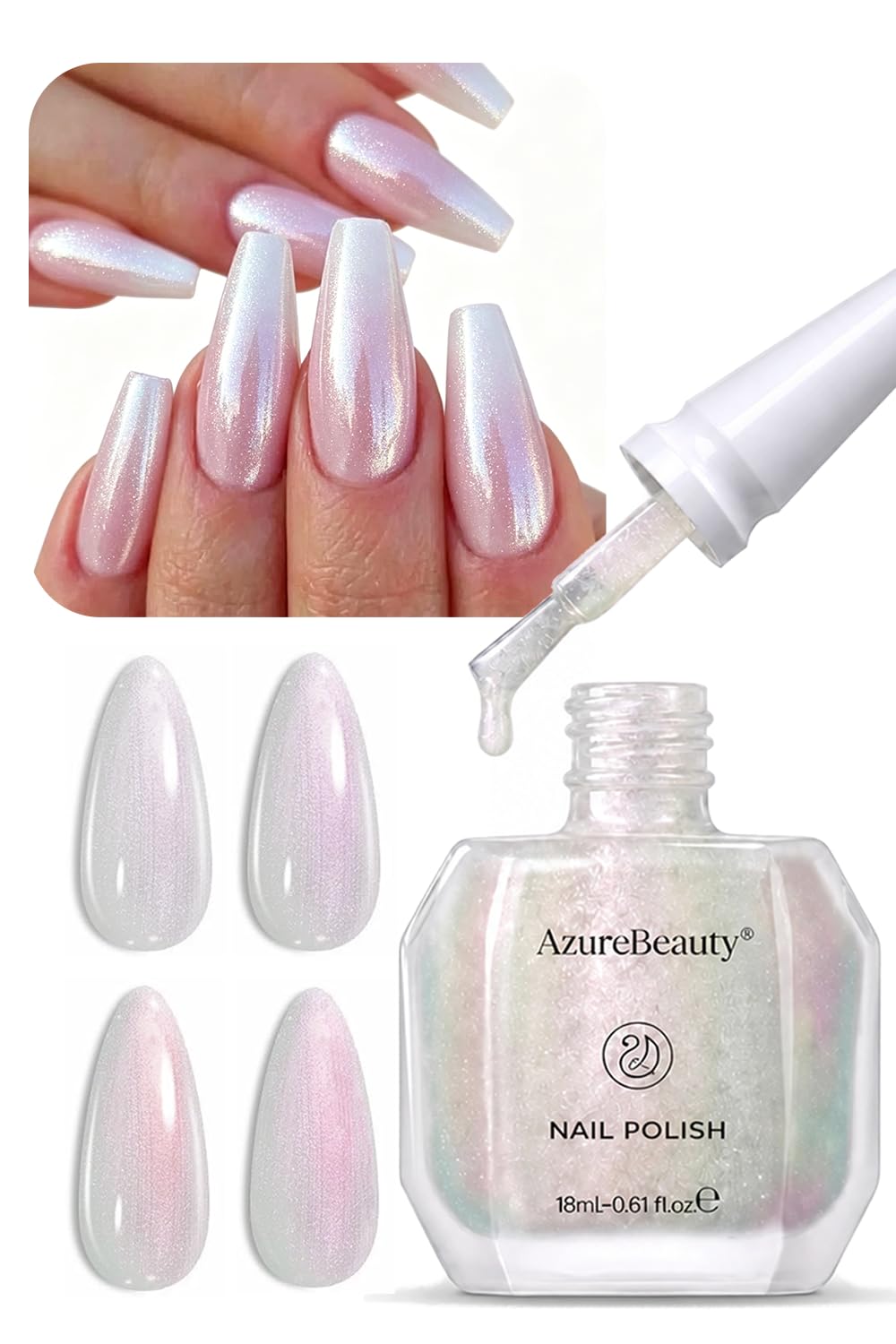 AZUREBEAUTY front bottle shot showing pearl chrome finish and 18ml volume