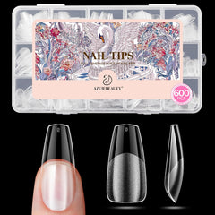 AZUREBEAUTY front packaging showing 600-piece coffin tip set and convenience
