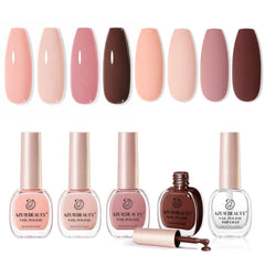 AZUREBEAUTY front packaging showing four nude-to-brown polish set, versatile gifting benefit