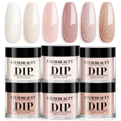 AZUREBEAUTY front packaging of six nude dip powders showing kit convenience
