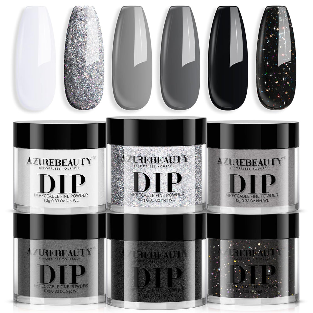 AZUREBEAUTY front packaging showing six dip powder jars and kit contents for easy selection