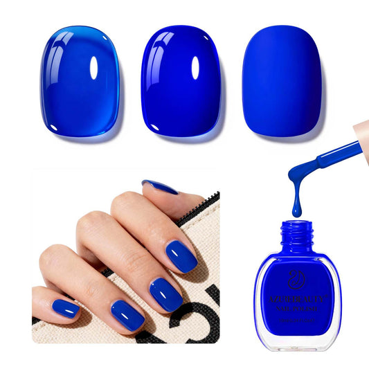 AZUREBEAUTY front bottle showing navy blue polish and portable size benefit