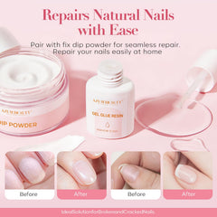 AzureBeauty before and after repair illustrating restored nail strength