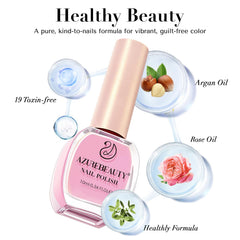 AZUREBEAUTY bottle beside a hand for scale showing compact travel-friendly size benefit