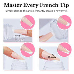 AZUREBEAUTY stamper in use on a fingernail demonstrating fast at-home French manicure results