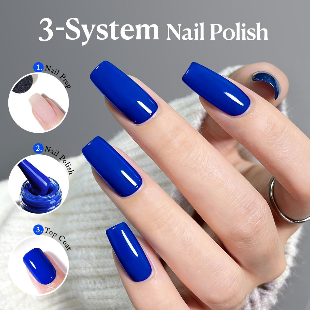 AZUREBEAUTY blue gradient swatch on hand model showing layered color possibilities