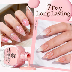 AZUREBEAUTY top coat being applied to nails, adds shine and protection benefit