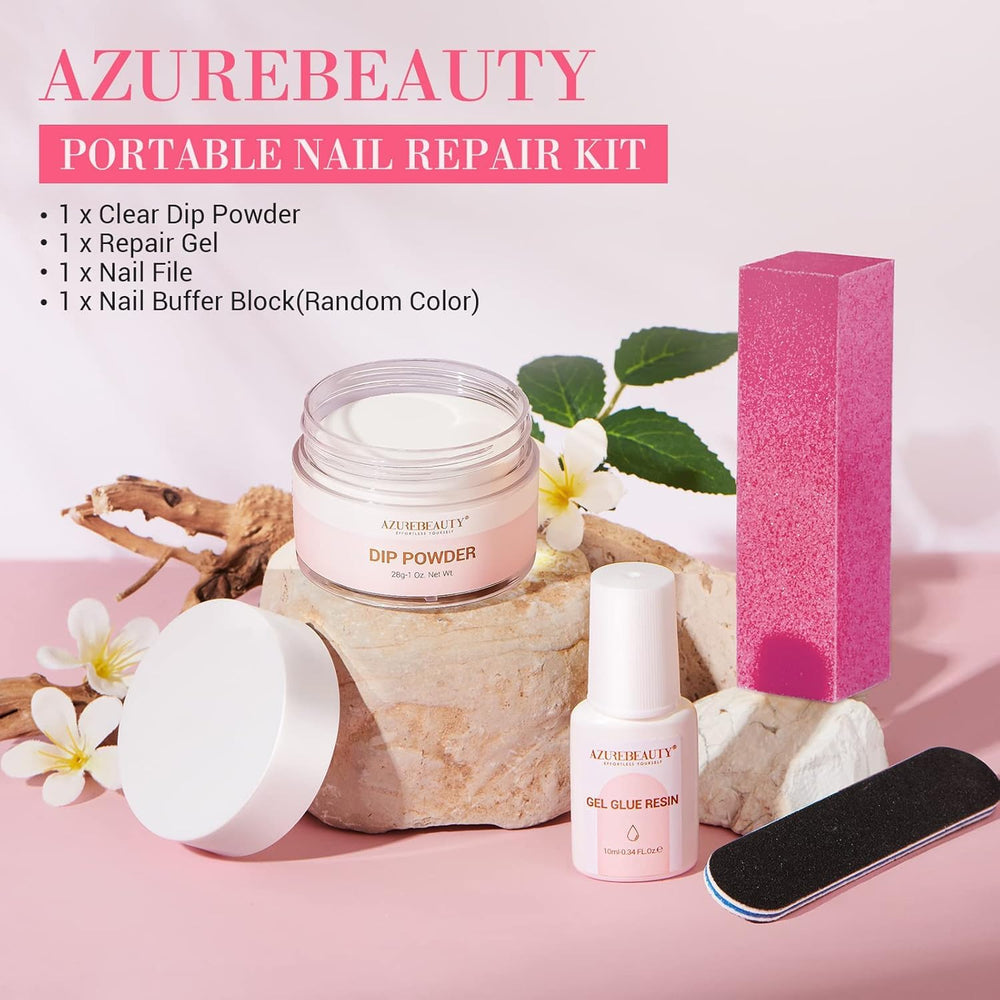 AzureBeauty kit on vanity showing easy at-home repair and neat storage