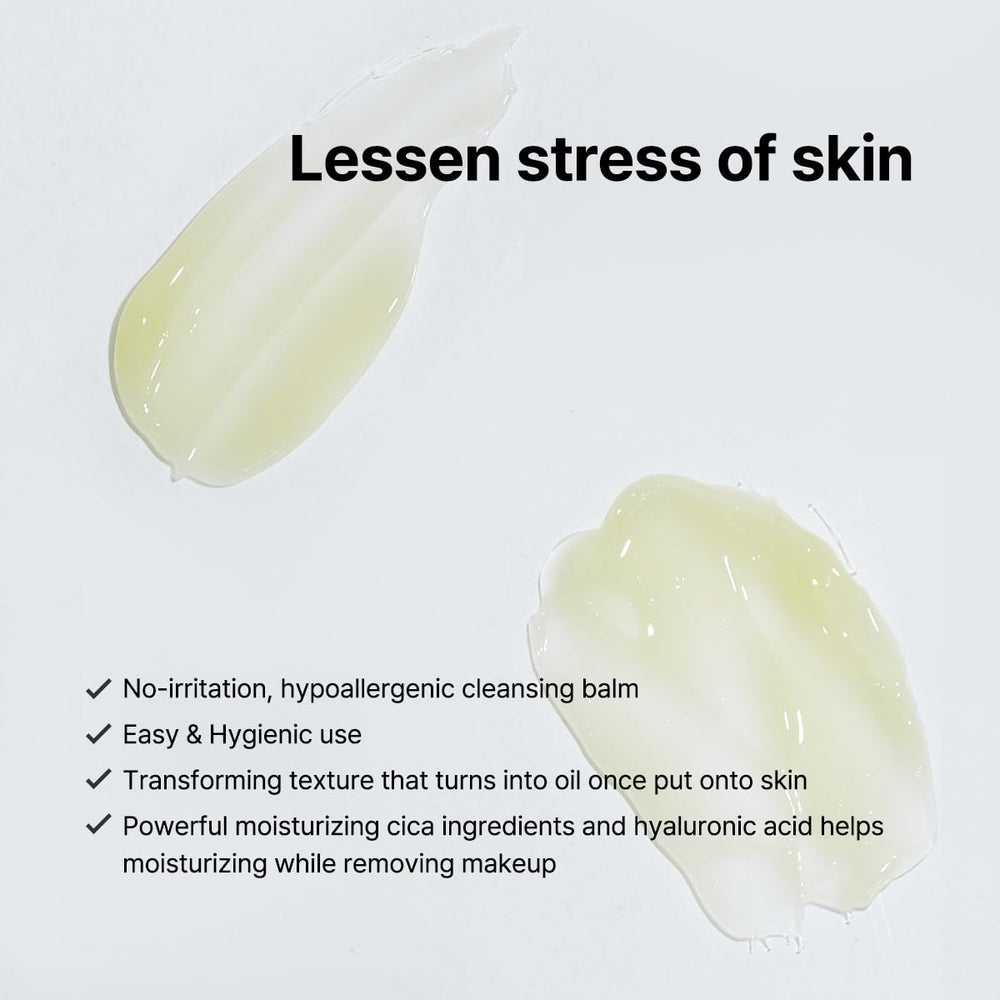 B_LAB centella leaf alongside product highlighting calming ingredient benefit