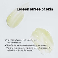B_LAB centella leaf alongside product highlighting calming ingredient benefit