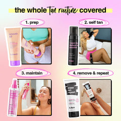 B.TAN applying mousse to face and décolletage for balanced coverage