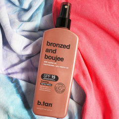 B.TAN arm after application showing immediate bronzed result and glow