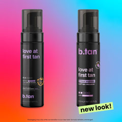 b.tan before and after arm comparison, highlights natural dark bronze result benefit