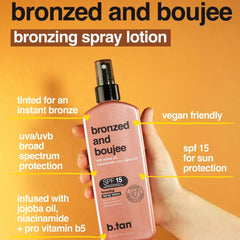 B.TAN close-up of tinted lotion texture that blends smoothly for natural finish