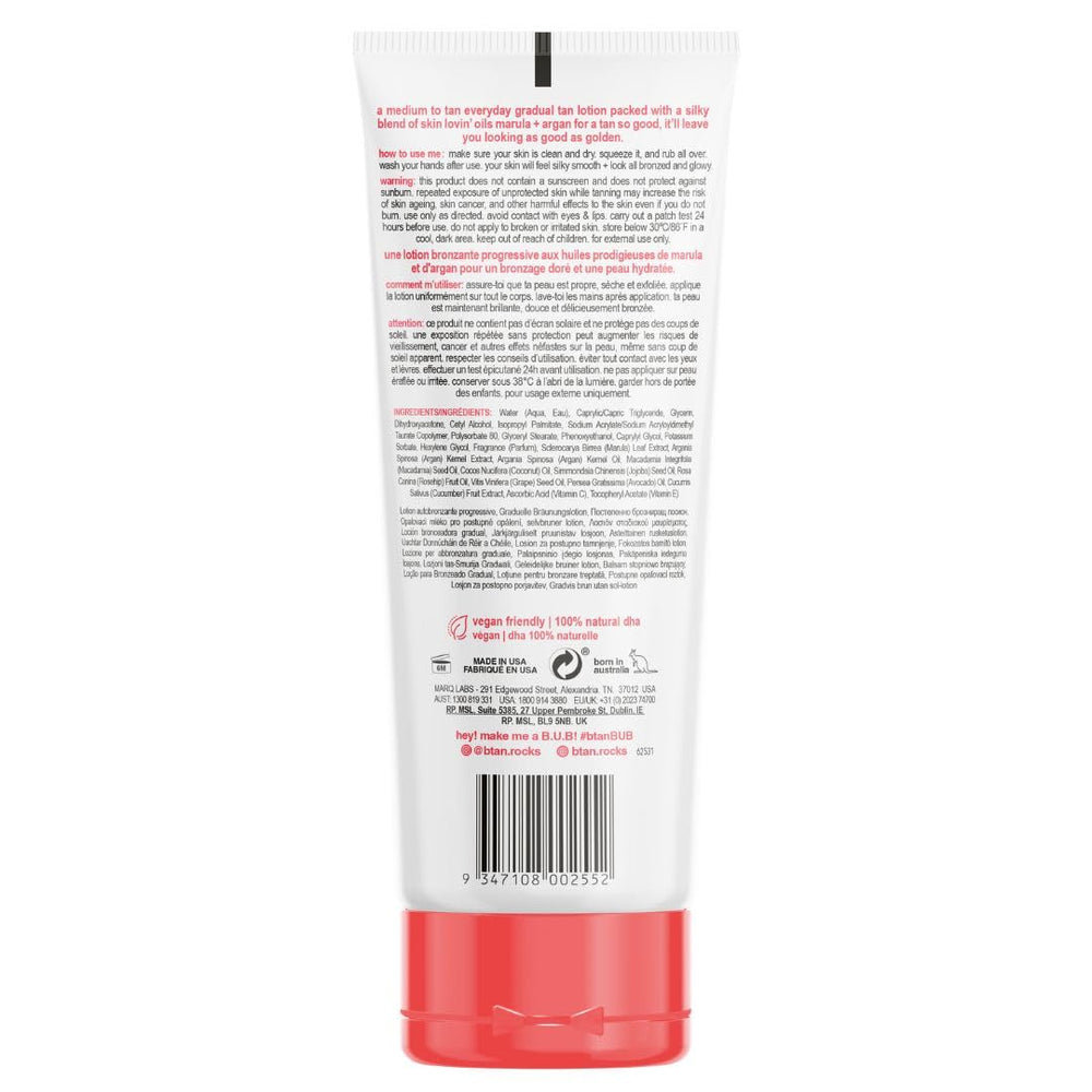 b.tan lotion texture closeup highlights smooth blendability and hydration