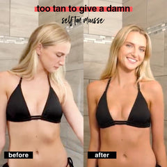 Before and after legs showing B.TAN ultra dark bronzing result