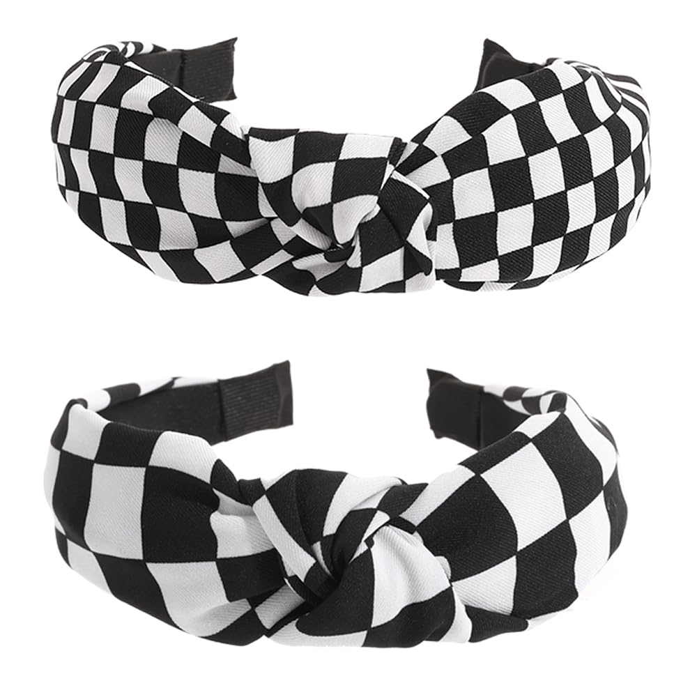 BaBakiak headbands front view shows bold check pattern and secure hold