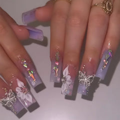 BABALAL front packaging showing 24 purple press on nails and glue for instant glam