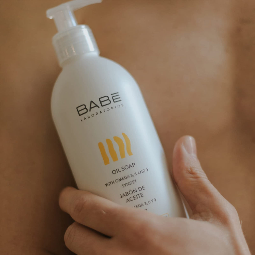 LABORATORIOS BABE product label close up showing omega fatty acids list