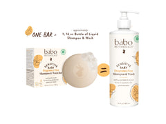 Babo Botanicals bar in hand showing compact travel-friendly benefit