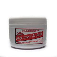 Baby Don't Be Bald front bottle view showing label and easy-pour cap, promotes gentle nourishment