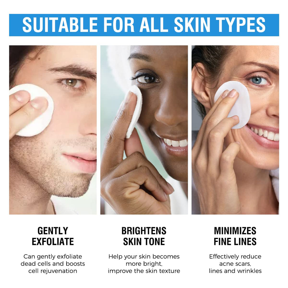 BACHERI pad applying to cheek showing gentle exfoliation and even coverage benefit