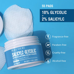 BACHERI pad texture close-up highlighting soaked fiber and exfoliating surface for efficacy