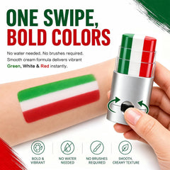BADCOLOR applied to cheek in action for fast, bold fan stripes and touch-ups