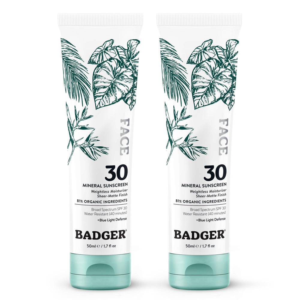 Badger front packaging showing SPF 30 and matte finish benefit