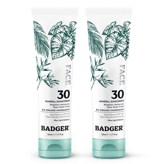 Badger front packaging showing SPF 30 and matte finish benefit