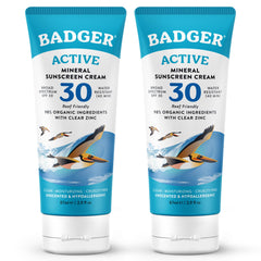 Badger front packaging showing SPF 30 and unscented benefit