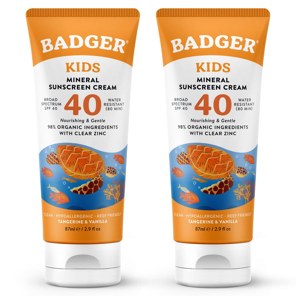 Badger front packaging showing SPF 40 and family-friendly protection