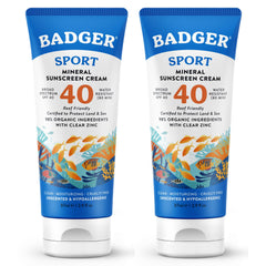 Badger sport front packaging showing SPF 40 and unscented benefit