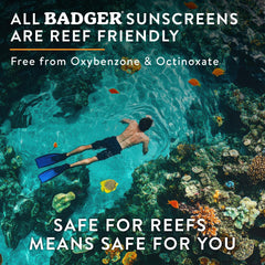 Badger tube label detail showing organic ingredients and zinc oxide