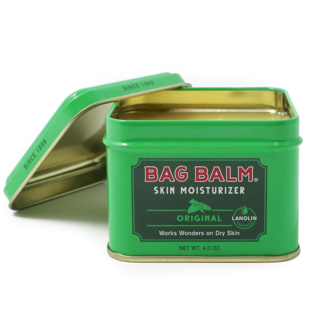 Bag Balm 4oz tin front view showing classic packaging and portability