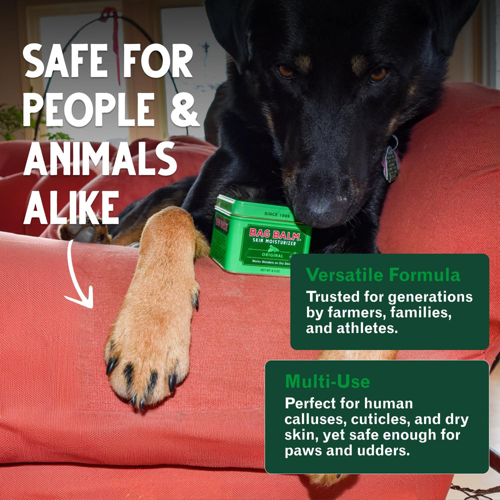 Bag Balm applied to heels showing intensive moisturizing care for feet