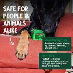 Bag Balm applied to heels showing intensive moisturizing care for feet