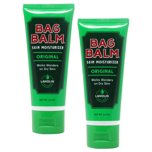 Bag Balm tube front view showing label and compact design for easy carrying