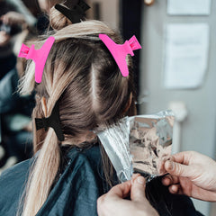 BAHABY black and hot pink clips laid out to show color options and quantity