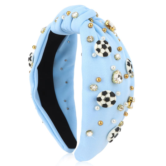 BAHABY front view blue headband showing sporty wide profile and team-ready look