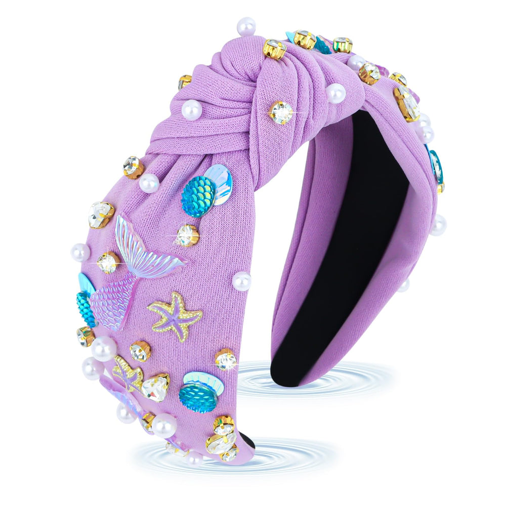 BAHABY front view of purple mermaid headband showing design and fit benefits