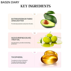 BAISEN DIARY side label readable ingredients list ensuring natural, nourishing formula