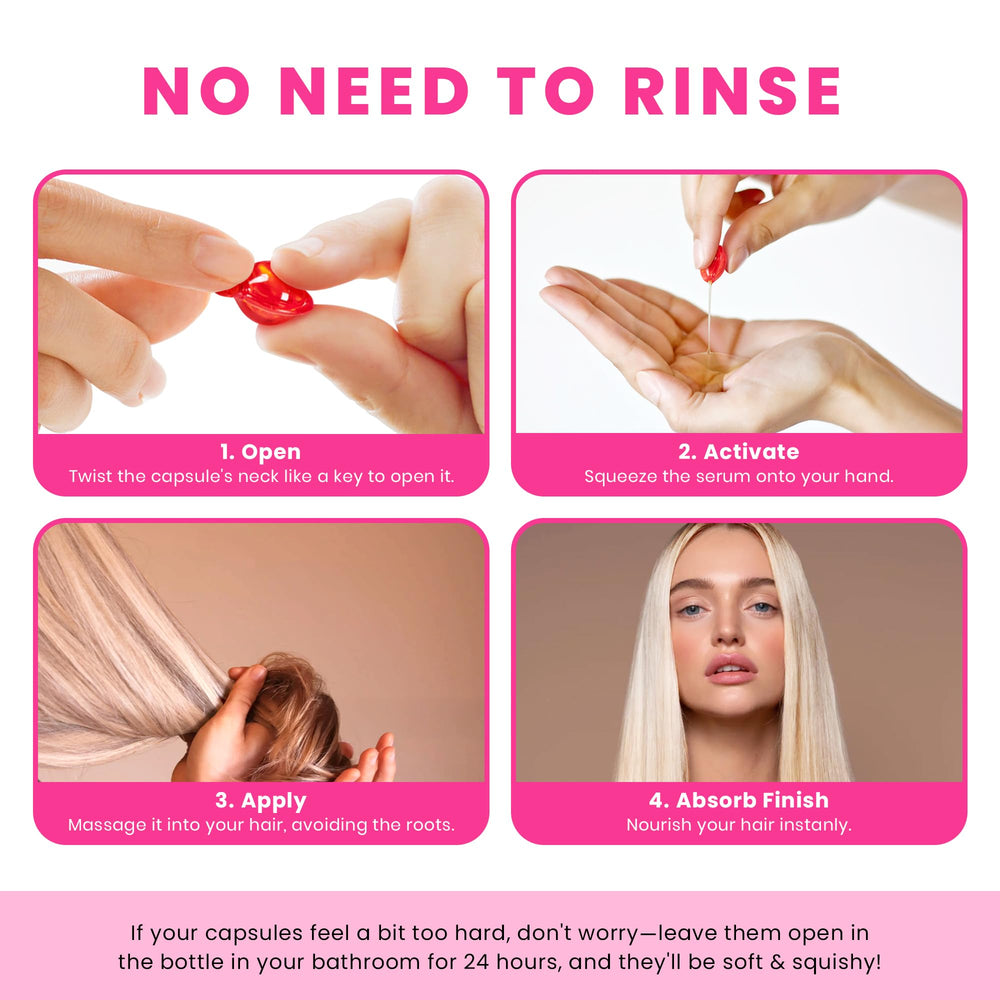 Bali Secret applying serum to hair ends to reduce frizz and add shine
