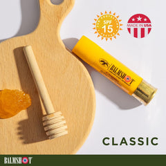 Balmshot lip texture closeup highlighting smooth beeswax blend for lasting moisture